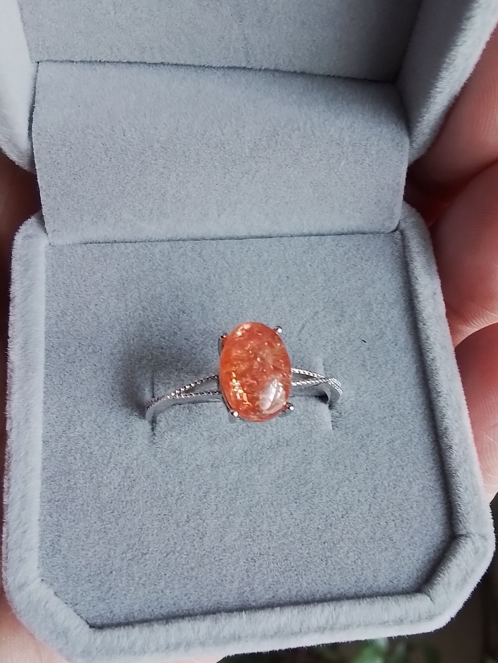 Sunstone Sterling Silver Adjustable Ring